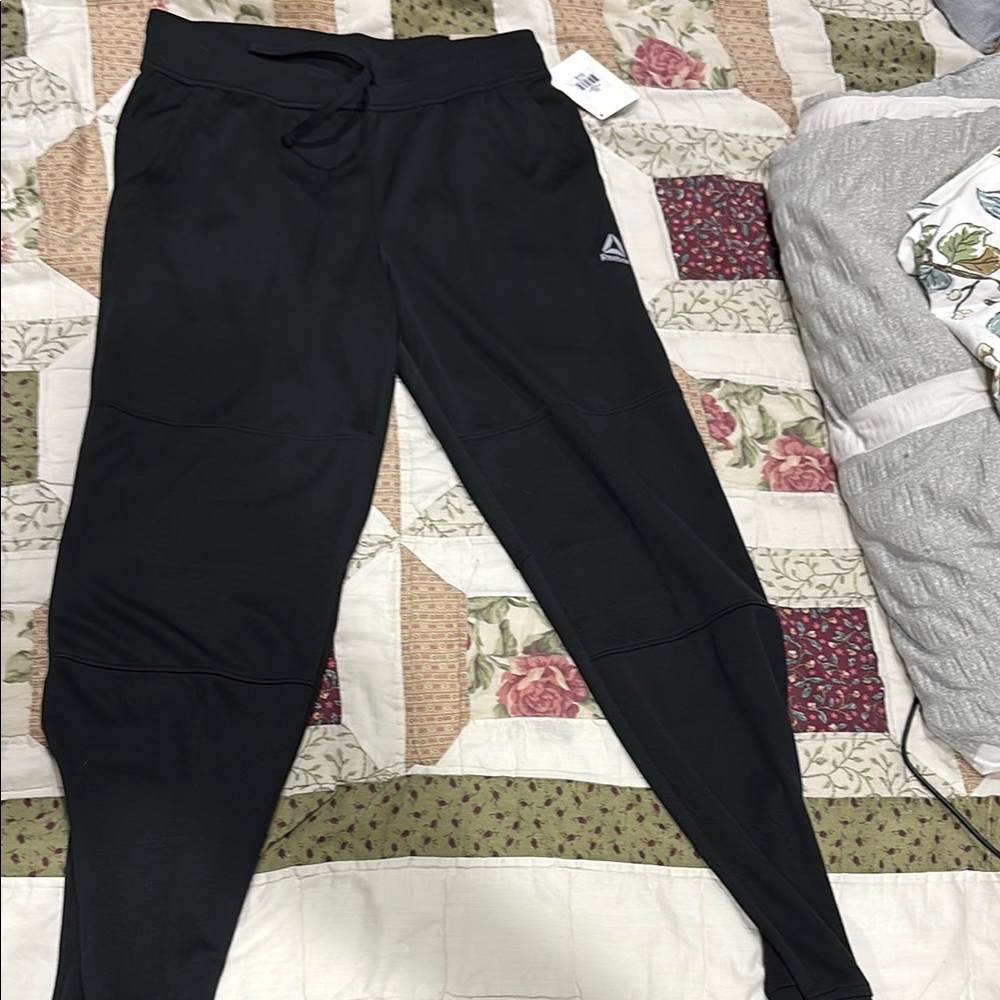Reebok Black Jogger Sweatpants with Tapered Leg